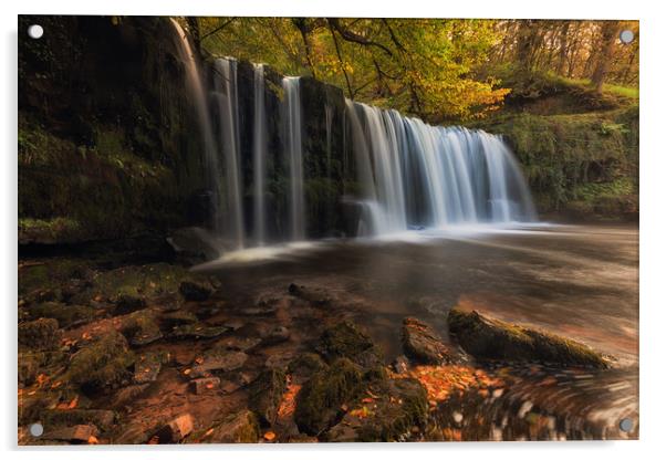 Sgwd Ddwli Uchaf waterfall country Acrylic by Leighton Collins