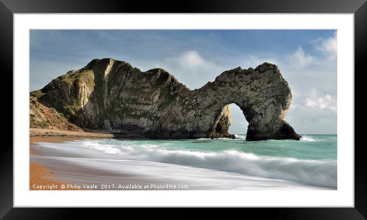 Durdle Door on an Incoming Tide. Framed Mounted Print by Philip Veale