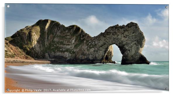 Durdle Door on an Incoming Tide. Acrylic by Philip Veale