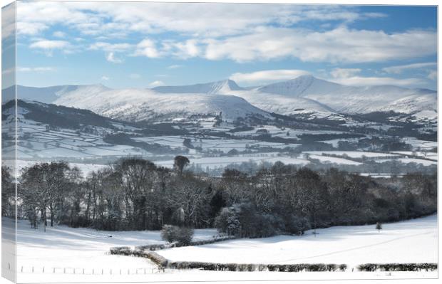 Brecon Beacons Snow Covered Landscape. Canvas Print by Philip Veale