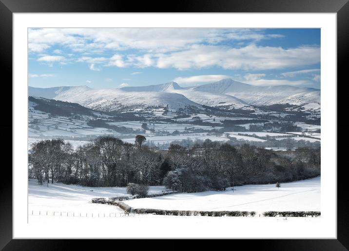 Brecon Beacons Snow Covered Landscape. Framed Mounted Print by Philip Veale