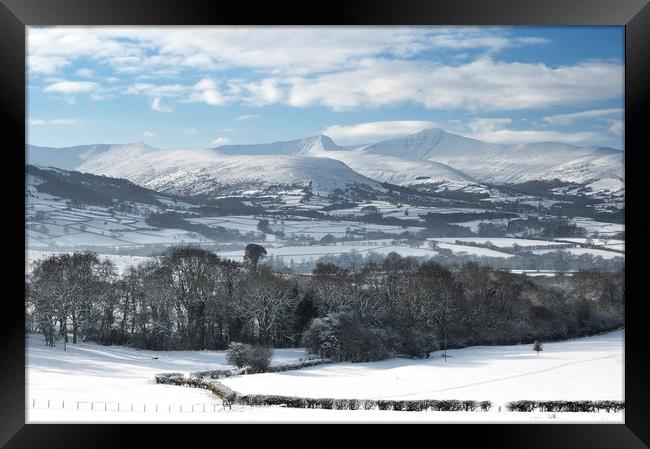 Brecon Beacons Snow Covered Landscape. Framed Print by Philip Veale