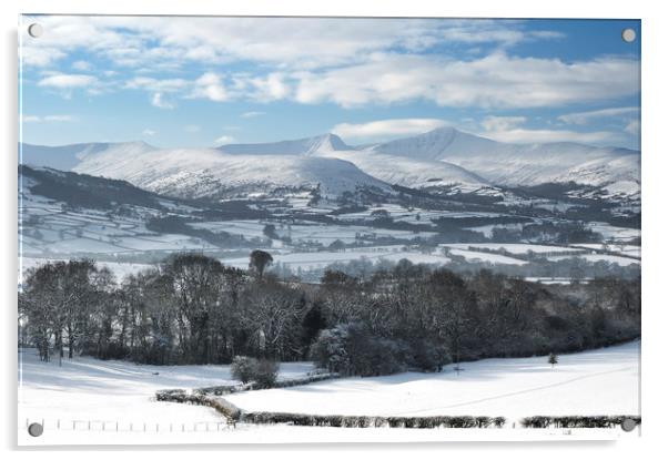 Brecon Beacons Snow Covered Landscape. Acrylic by Philip Veale