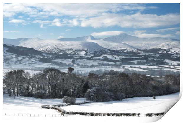 Brecon Beacons Snow Covered Landscape. Print by Philip Veale
