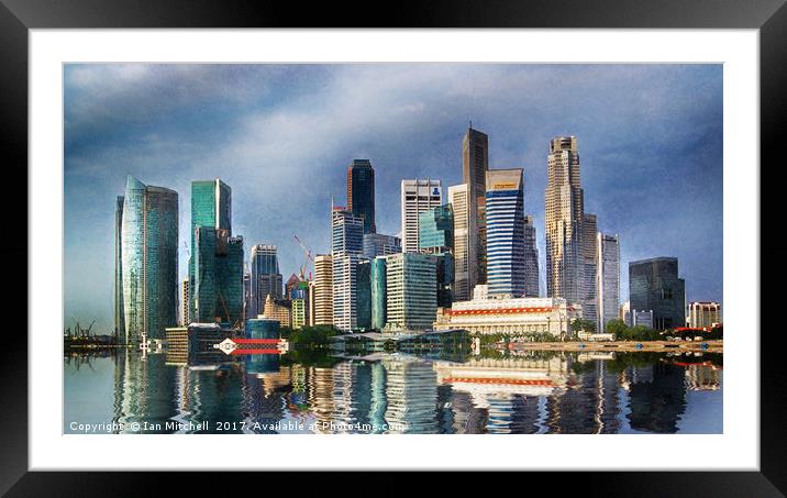 Singapore Skyline Framed Mounted Print by Ian Mitchell