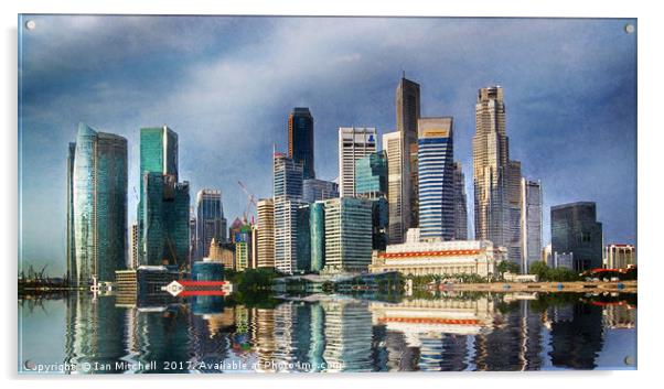 Singapore Skyline Acrylic by Ian Mitchell