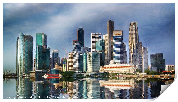 Singapore Skyline Print by Ian Mitchell