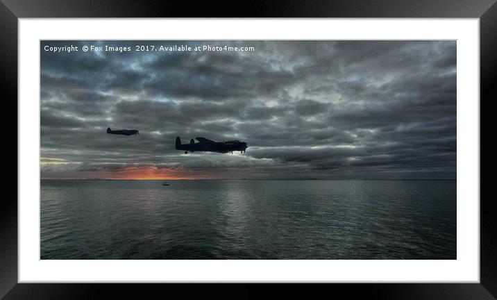 Lancaster Bomber and Spitfire Framed Mounted Print by Derrick Fox Lomax