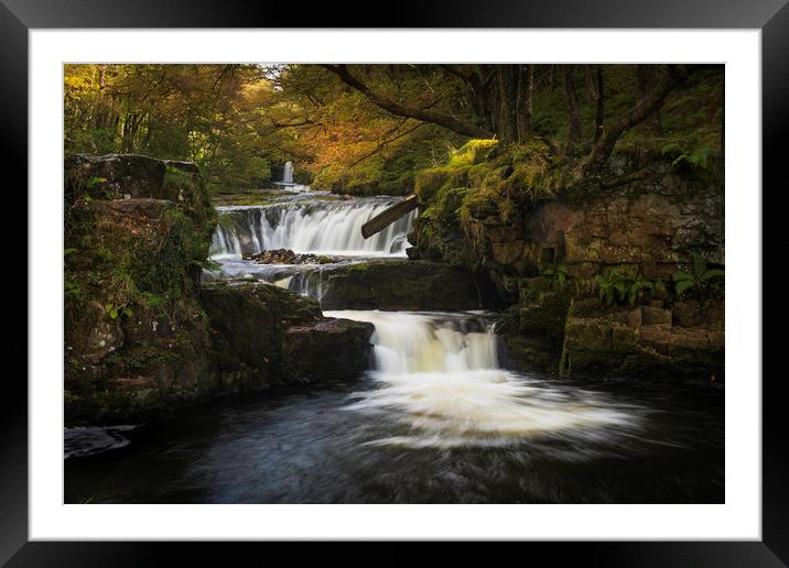 The horseshoe falls, South Wales. Framed Mounted Print by Bryn Morgan