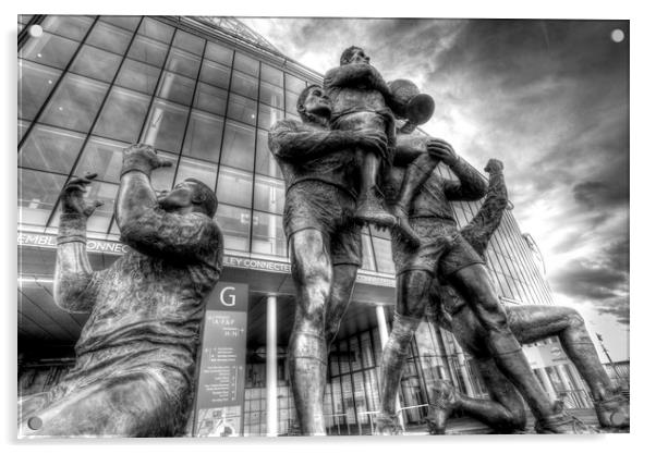 Rugby League Legends Statue Wembley stadium Acrylic by David Pyatt