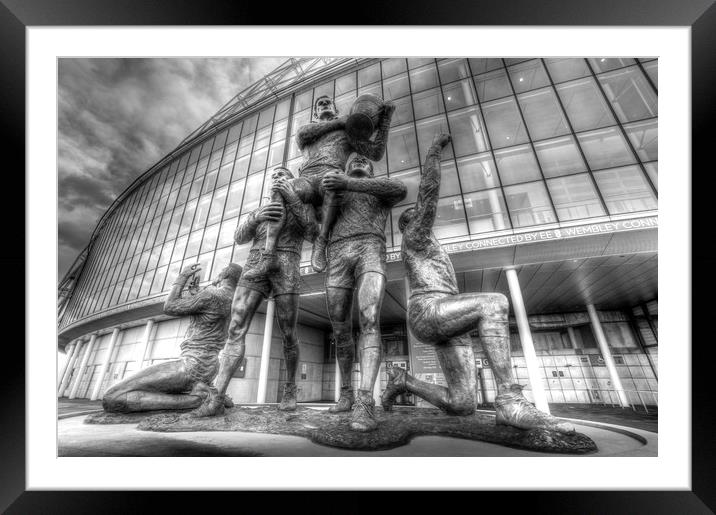 Rugby League Legends Statue Wembley  Framed Mounted Print by David Pyatt