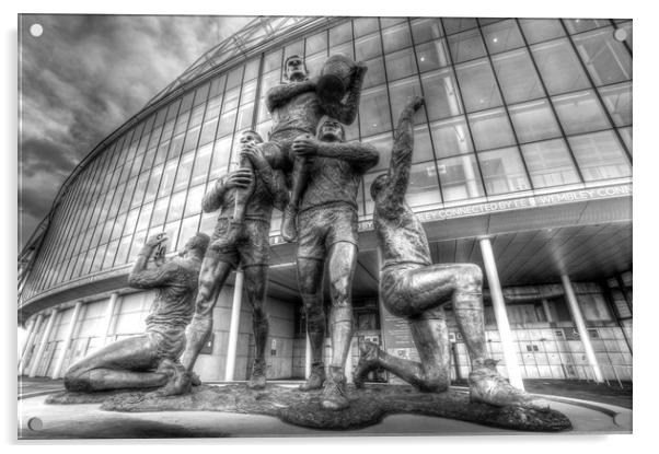 Rugby League Legends Statue Wembley  Acrylic by David Pyatt