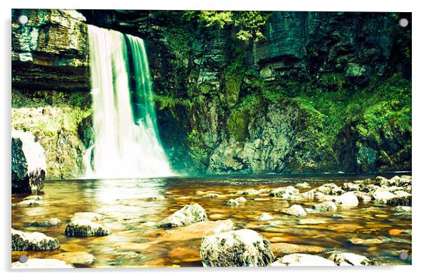 Ingleton Waterfall Acrylic by sam short