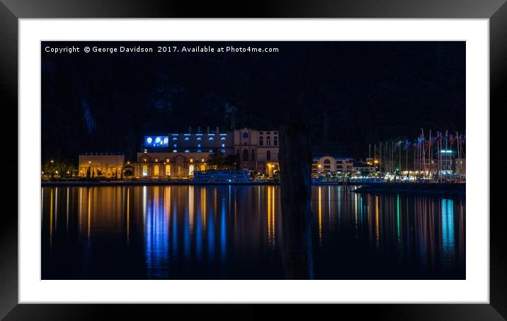 Riva Del Garda at Night 03 Framed Mounted Print by George Davidson