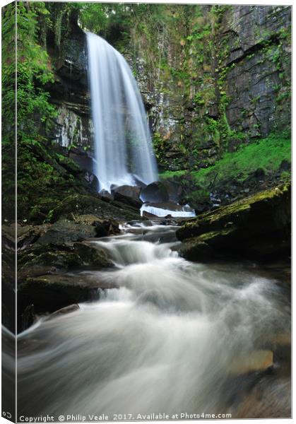Melin Court Waterfall's Spectacular Plunge. Canvas Print by Philip Veale