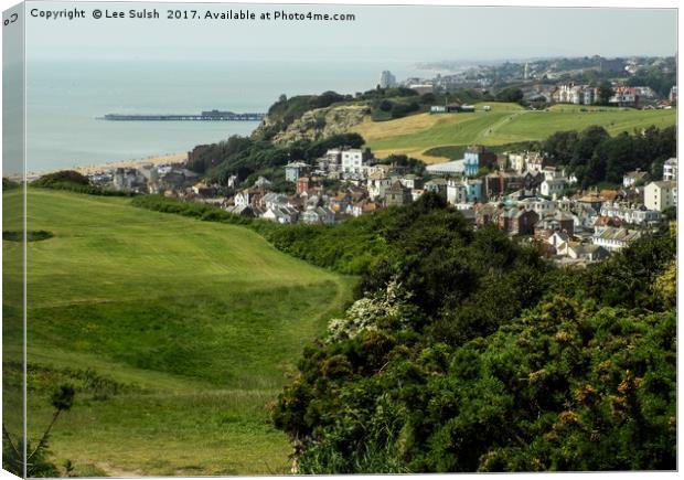 View of Hastings town from the East Hill Canvas Print by Lee Sulsh