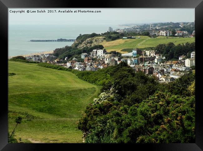 View of Hastings town from the East Hill Framed Print by Lee Sulsh