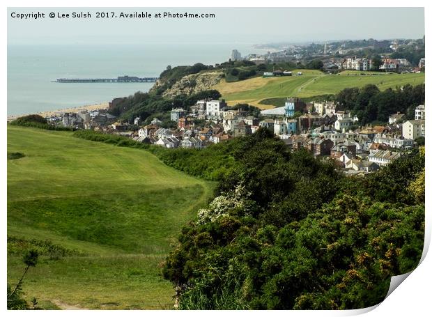 View of Hastings town from the East Hill Print by Lee Sulsh