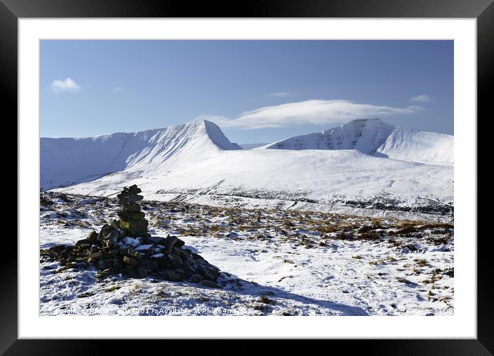 Pen y Fan and Cribyn Peaks in Winter. Framed Mounted Print by Philip Veale