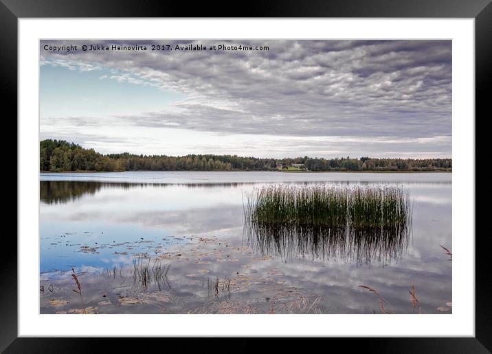 Reflections of the Autumn Lake Framed Mounted Print by Jukka Heinovirta