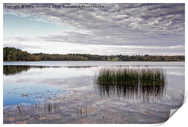Reflections of the Autumn Lake Print by Jukka Heinovirta