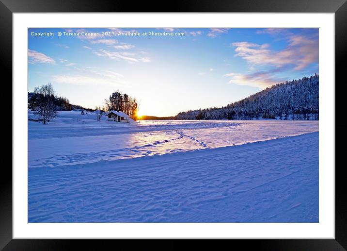 Footprints in the snow  Framed Mounted Print by Teresa Cooper