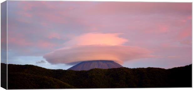 Sunset Fuji with Clouds Canvas Print by Justin Bowdidge