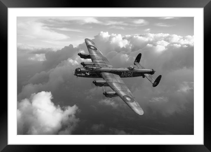 Lancaster W5005 AR-L Leader above clouds B&W Framed Mounted Print by Gary Eason