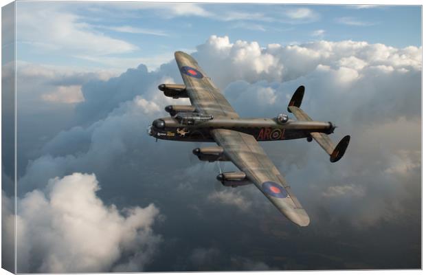 Lancaster W5005 AR-L Leader above clouds Canvas Print by Gary Eason