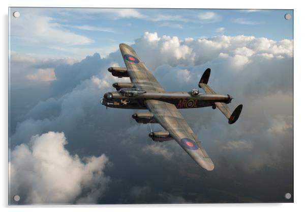 Lancaster W5005 AR-L Leader above clouds Acrylic by Gary Eason