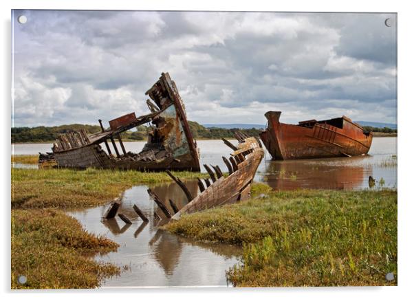 Wyre wrecks in water Acrylic by David McCulloch