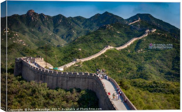 The Great Wall of China at Badaling Canvas Print by Paul F Prestidge