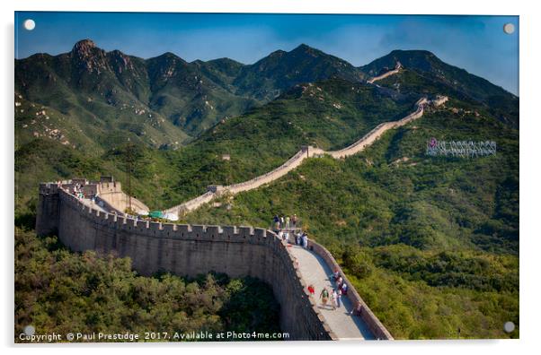 The Great Wall of China at Badaling Acrylic by Paul F Prestidge