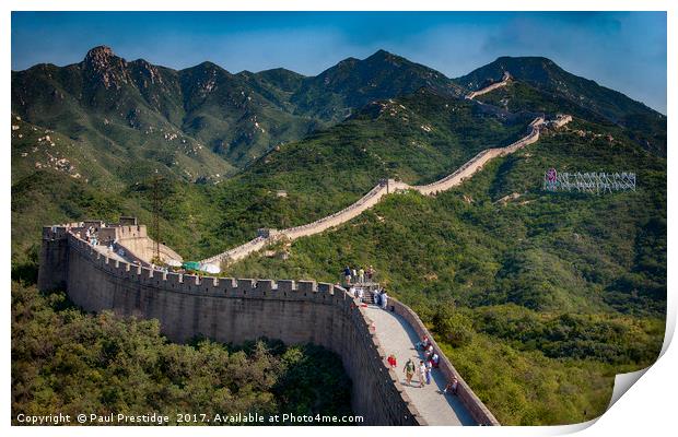 The Great Wall of China at Badaling Print by Paul F Prestidge