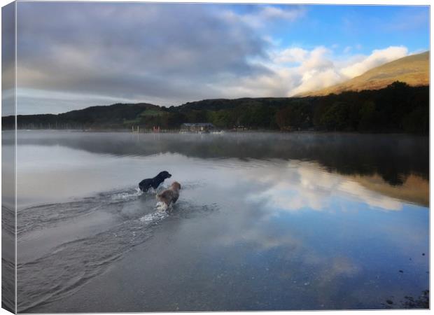 Coniston Water Sunrise Canvas Print by Simon Wrigglesworth