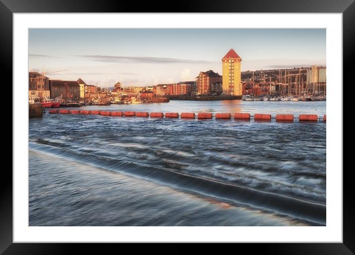 Swansea marina and Tawe barrage Framed Mounted Print by Leighton Collins