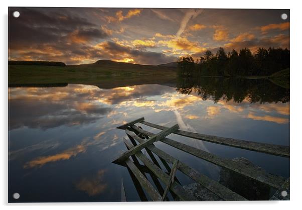 Waiting for the dawn, Loch Moraig ,Perthshire.. Acrylic by David Mould