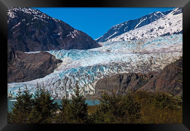 The Mendenhall Glacier in Juneau, Alaska Framed Print by Janet Mann