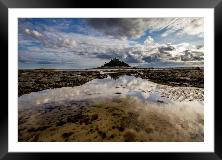 St Michaels Mount relfection Framed Mounted Print by Oxon Images