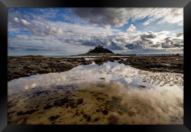 St Michaels Mount relfection Framed Print by Oxon Images