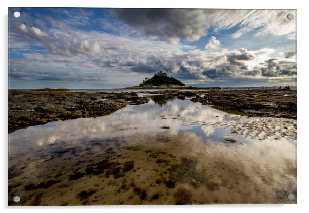 St Michaels Mount relfection Acrylic by Oxon Images