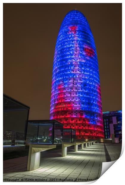 Torre Agbar Tower. Barcelona Print by Martin Williams