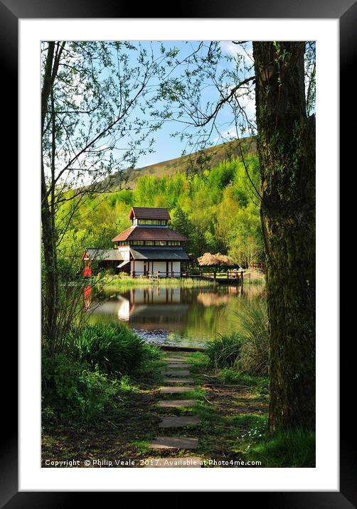 Pagoda at the Festival Park Lake in Ebbw Vale. Framed Mounted Print by Philip Veale