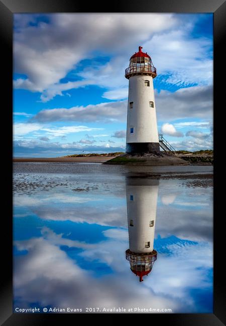Talacre Lighthouse Reflection Framed Print by Adrian Evans