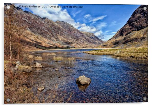Glencoe Loch Achtriochtan Acrylic by Andy Anderson