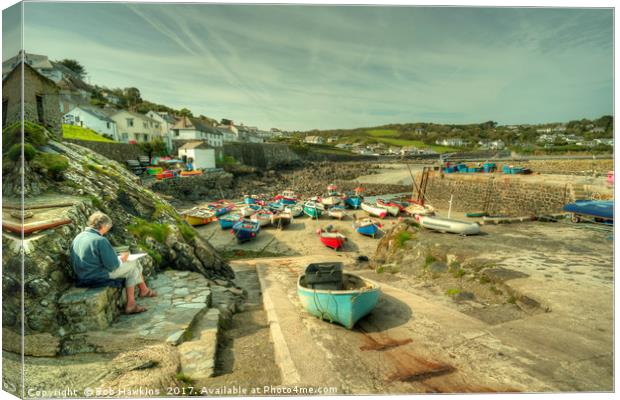 Coverack Harbour  Canvas Print by Rob Hawkins