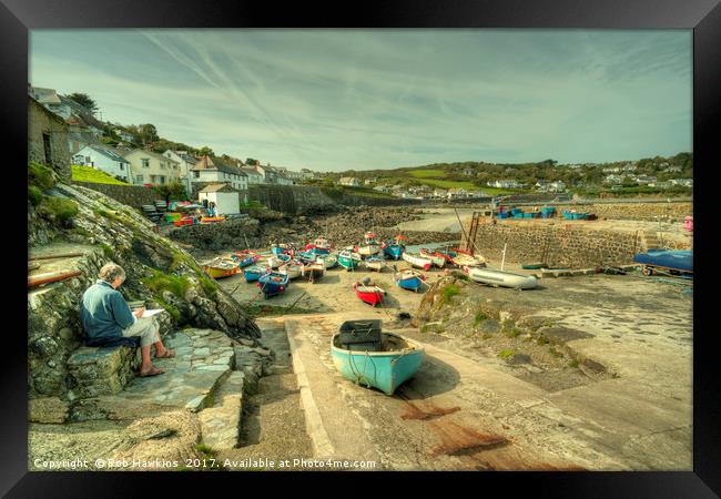 Coverack Harbour  Framed Print by Rob Hawkins