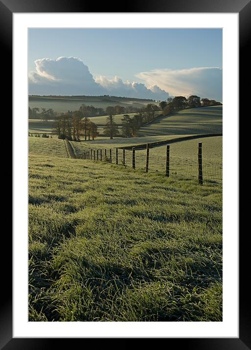 Frosted fields in Mid Devon Framed Mounted Print by Pete Hemington