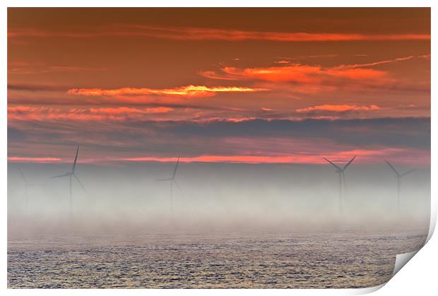 The fog on the Turbines Print by Stephen Mole
