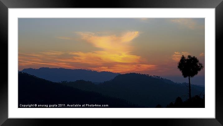 mountain sunset Framed Mounted Print by anurag gupta